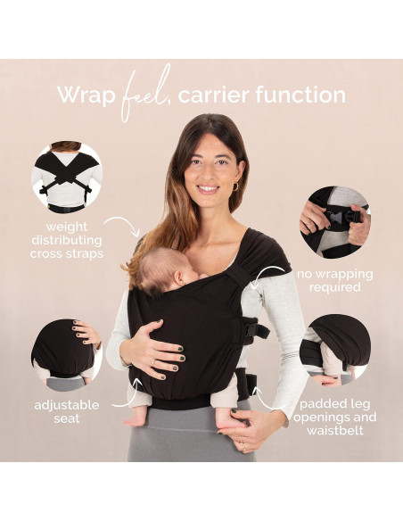 Portabebés Boba Bliss Negro para Recién Nacidos 3-16 kg