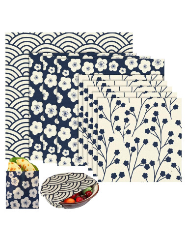 Paquete de 9 envolturas reutilizables de cera de abeja Fanfanwin