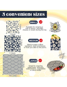 Paquete de 9 envolturas reutilizables de cera de abeja Fanfanwin 2