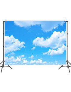 Vinilo Fondo de Foto 2.44x2.13m Cielo Azul Nubes Blancas 2