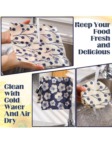 Paquete de 9 envolturas reutilizables de cera de abeja Fanfanwin