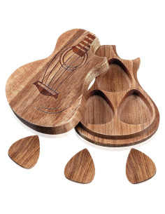 Caja de Púas de Guitarra Boao con 3 Púas de Madera