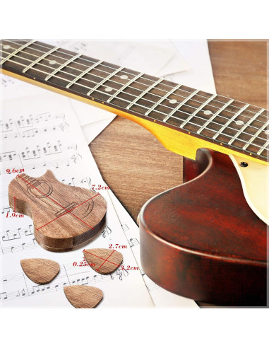 Caja de Púas de Guitarra Boao con 3 Púas de Madera