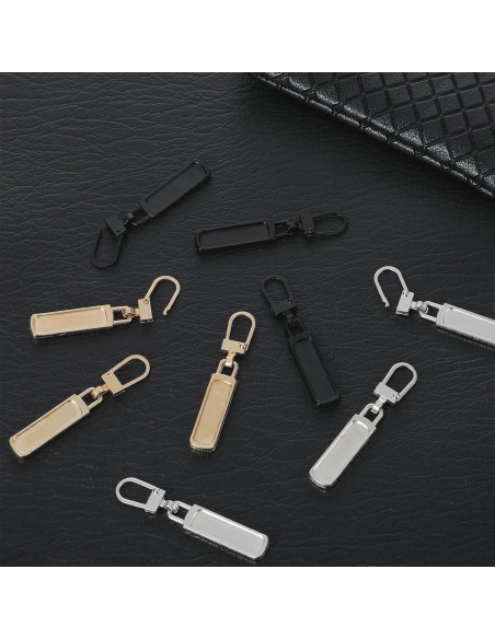 9 Piezas Reemplazo Tiradores de Cremallera YQQYG - Dorado, Plateado, Negro