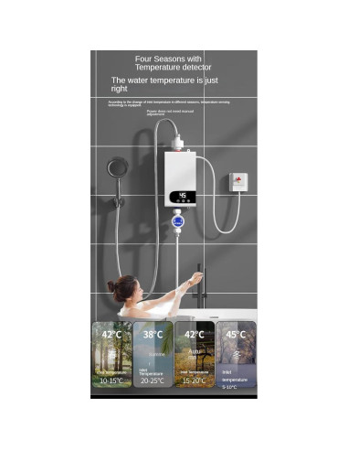 Calentador de Agua Eléctrico Instantáneo ALisasin 220V LCD 30-55C