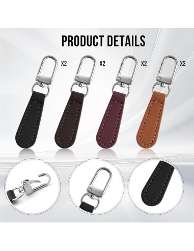 Tiradores de Cremallera Deoward con Mango de Cuero - 8 PCS