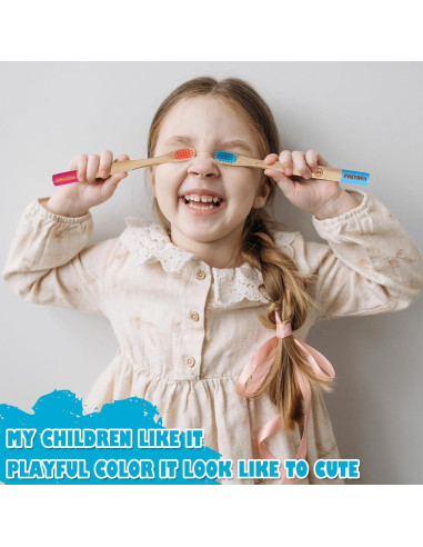 Cepillos de Dientes de Bambú para Niños Paquete de 6 Multicolor
