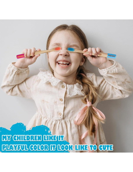 Cepillos de Dientes de Bambú para Niños Paquete de 6 Multicolor