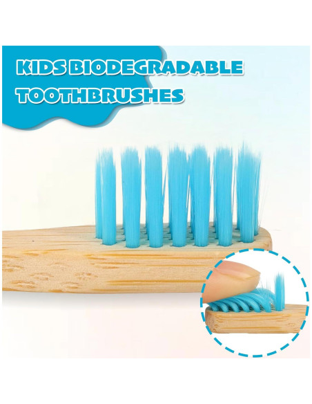 Cepillos de Dientes de Bambú para Niños Paquete de 6 Multicolor