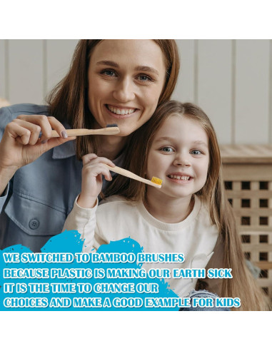 Cepillos de Dientes de Bambú para Niños Paquete de 6 Multicolor