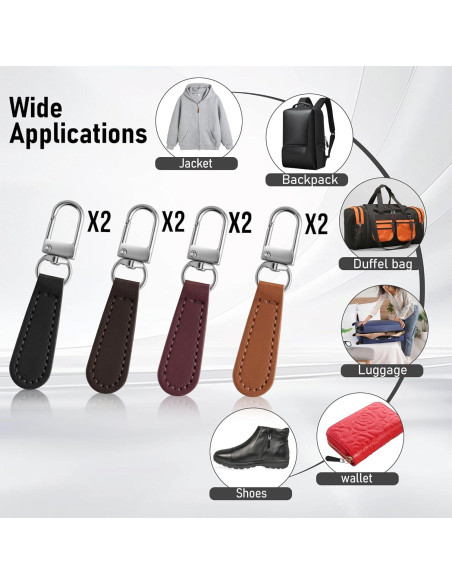 Tiradores de Cremallera Deoward con Mango de Cuero - 8 PCS