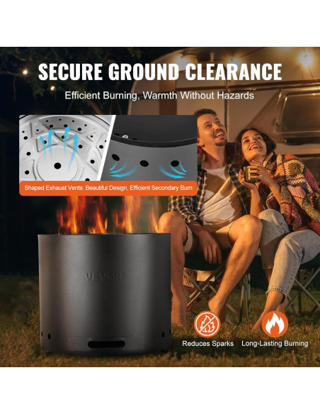 Horno de Fuego Sin Humo VEVOR 38 cm Acero Inoxidable