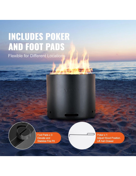 Horno de Fuego Sin Humo VEVOR 38 cm Acero Inoxidable