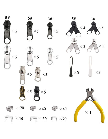 Kit de Reparación de Cremalleras Meikeer 252 Piezas Universal