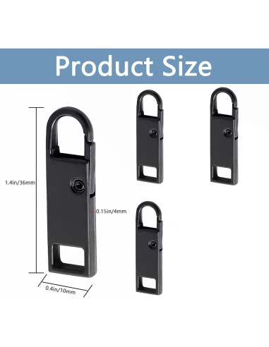 Tiradores de Cremallera Deoward Metal 6 PCS Reemplazo Negro
