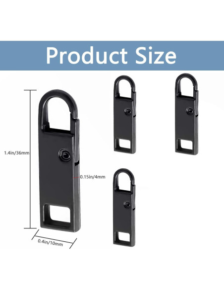 Tiradores de Cremallera Deoward Metal 6 PCS Reemplazo Negro