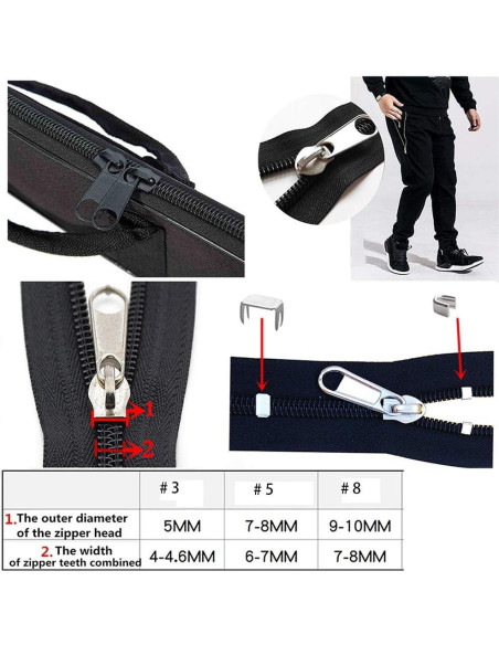 Kit de Reparación de Cremalleras Meikeer 252 Piezas Universal