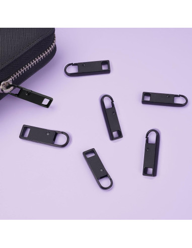 Tiradores de Cremallera Deoward Metal 6 PCS Reemplazo Negro