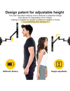 Espejo de Maquillaje Iluminado IMIKONA 22.86 cm 1X/10X Pared 2