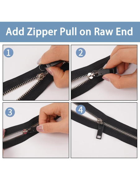 Tiradores de Cremallera Deoward Metal 6 PCS Reemplazo Negro