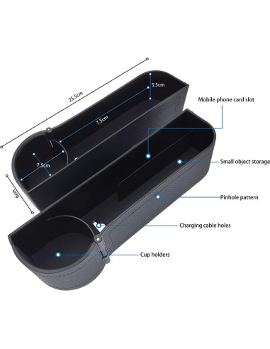 Organizador de Asiento de Coche BAILISI Negro con Portavasos