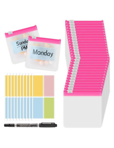 Organizador de Píldoras MARFOREVER Rosa 39 Pcs con Etiquetas