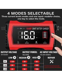 Cargador de Batería Inteligente 16A 12V/24V LiFePO4 Plomo Ácido 2