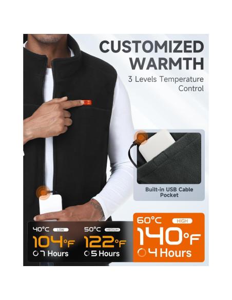 Chaleco Calentado Labcool Unisex Microforro Polar 10000mAh