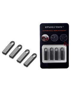 Reemplazo Tirador de Cremallera Zpsolution Metal Negro 4 Pzas