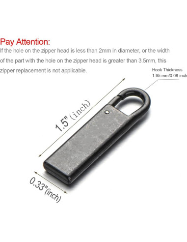 Reemplazo Tirador de Cremallera Zpsolution Metal Negro 4 Pzas