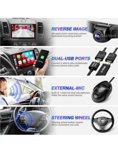 Estéreo de Coche Android 12 SizxNanv para KIA Forte 2013-2017