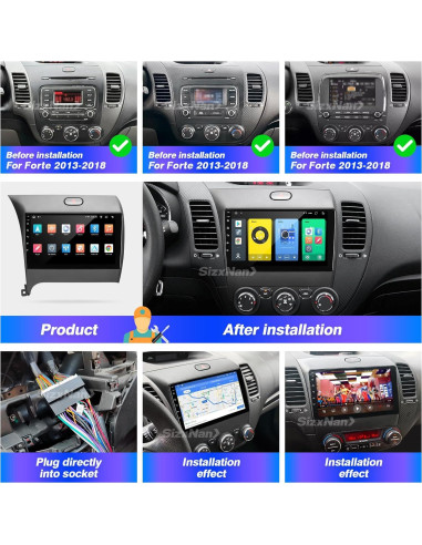 Estéreo de Coche Android 12 SizxNanv para KIA Forte 2013-2017