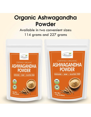 Polvo de Ashwagandha Orgánico Hennaco 114 Gramos - Puro y Natural