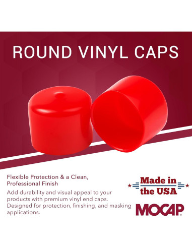Tapas Redondas de Vinilo Rojo MOCAP - 4.45 cm - Paquete de 10