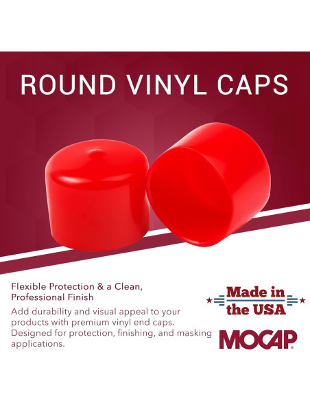Tapas Redondas de Vinilo Rojo MOCAP - 4.45 cm - Paquete de 10
