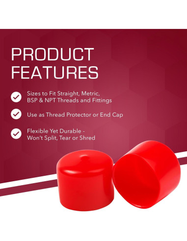 Tapas Redondas de Vinilo Rojo MOCAP - 4.45 cm - Paquete de 10