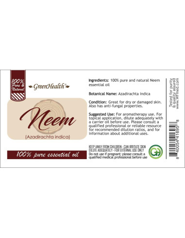 Aceite Esencial Puro GreenHealth Neem 30 ml - Aromaterapia