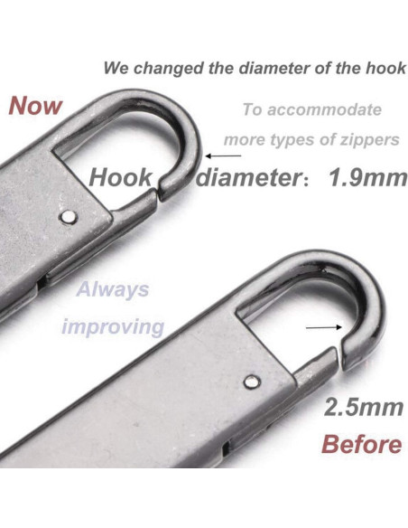 Reemplazo Tirador de Cremallera Zpsolution Metal Negro 4 Pzas