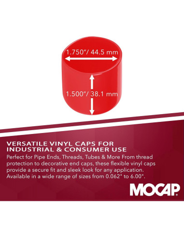 Tapas Redondas de Vinilo Rojo MOCAP - 4.45 cm - Paquete de 10