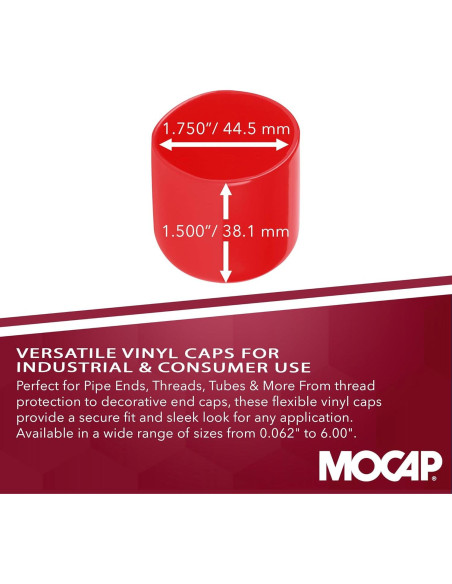 Tapas Redondas de Vinilo Rojo MOCAP - 4.45 cm - Paquete de 10