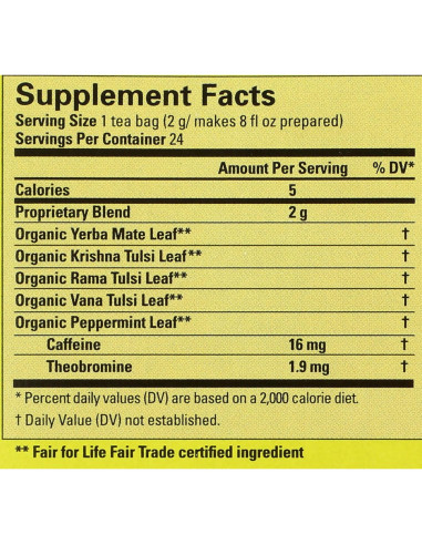Té Orgánico Mate Sagrado ECO TEAS 24 Bolsas 11g
