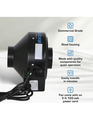 Ventilador Inline Hurricane 4" Grado Comercial Paquete de 2