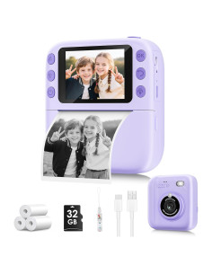 Cámara Instantánea para Niños Púrpura 1080P con SD 32GB