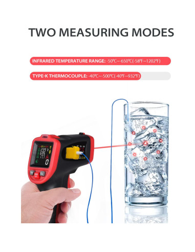 Termómetro Infrarrojo Wintact WT323C -50C a 600C con Higrómetro