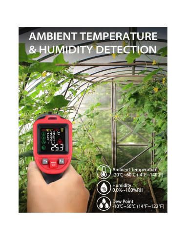 Termómetro Infrarrojo Wintact WT323C -50C a 600C con Higrómetro