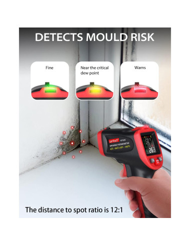 Termómetro Infrarrojo Wintact WT323C -50C a 600C con Higrómetro