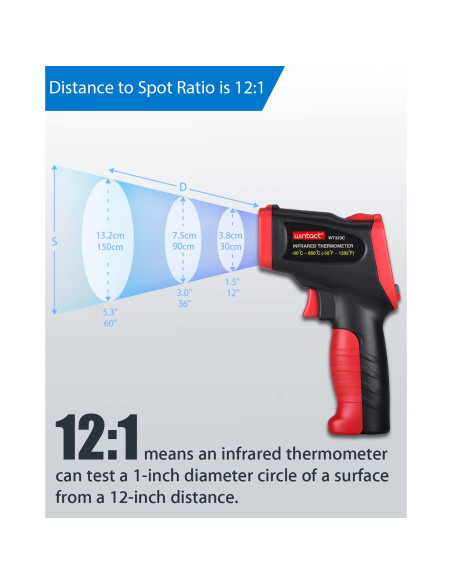 Termómetro Infrarrojo Wintact WT323C -50C a 600C con Higrómetro