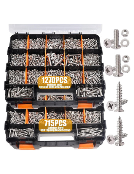 Kit de Surtido de Tuercas y Tornillos Weideer 2002 Pcs