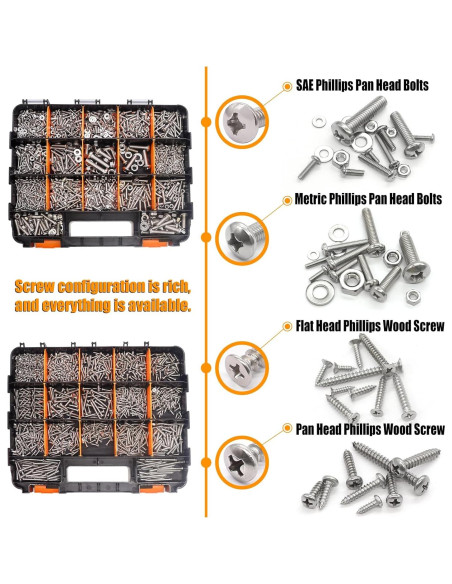 Kit de Surtido de Tuercas y Tornillos Weideer 2002 Pcs