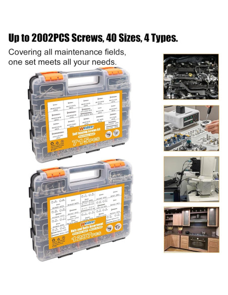 Kit de Surtido de Tuercas y Tornillos Weideer 2002 Pcs